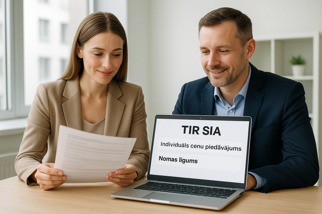 Mēs izsūtām individuālu cenu piedāvājumu un sagatavojam nomas līgumu.
