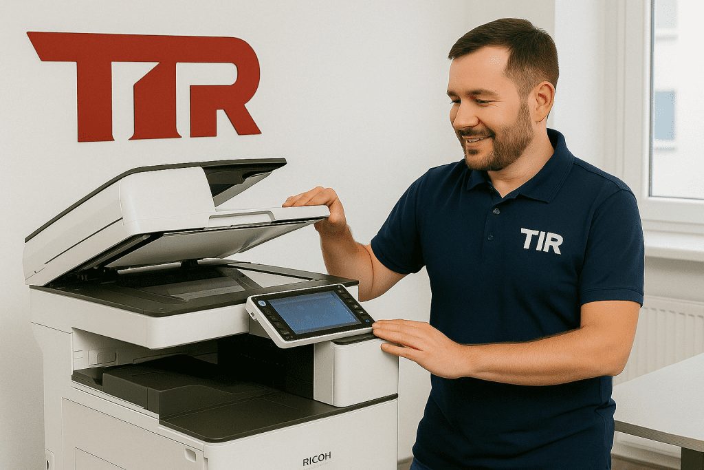 Tehniķis veic kases aparāta apkalpošanu uz vietas birojā